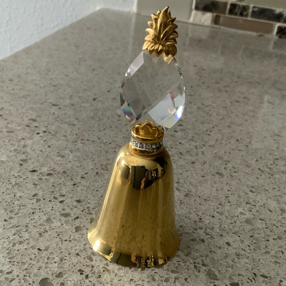RARE Swarovski Crystal Memories Dinner Bell Polished Brass/Gold Handheld Bell